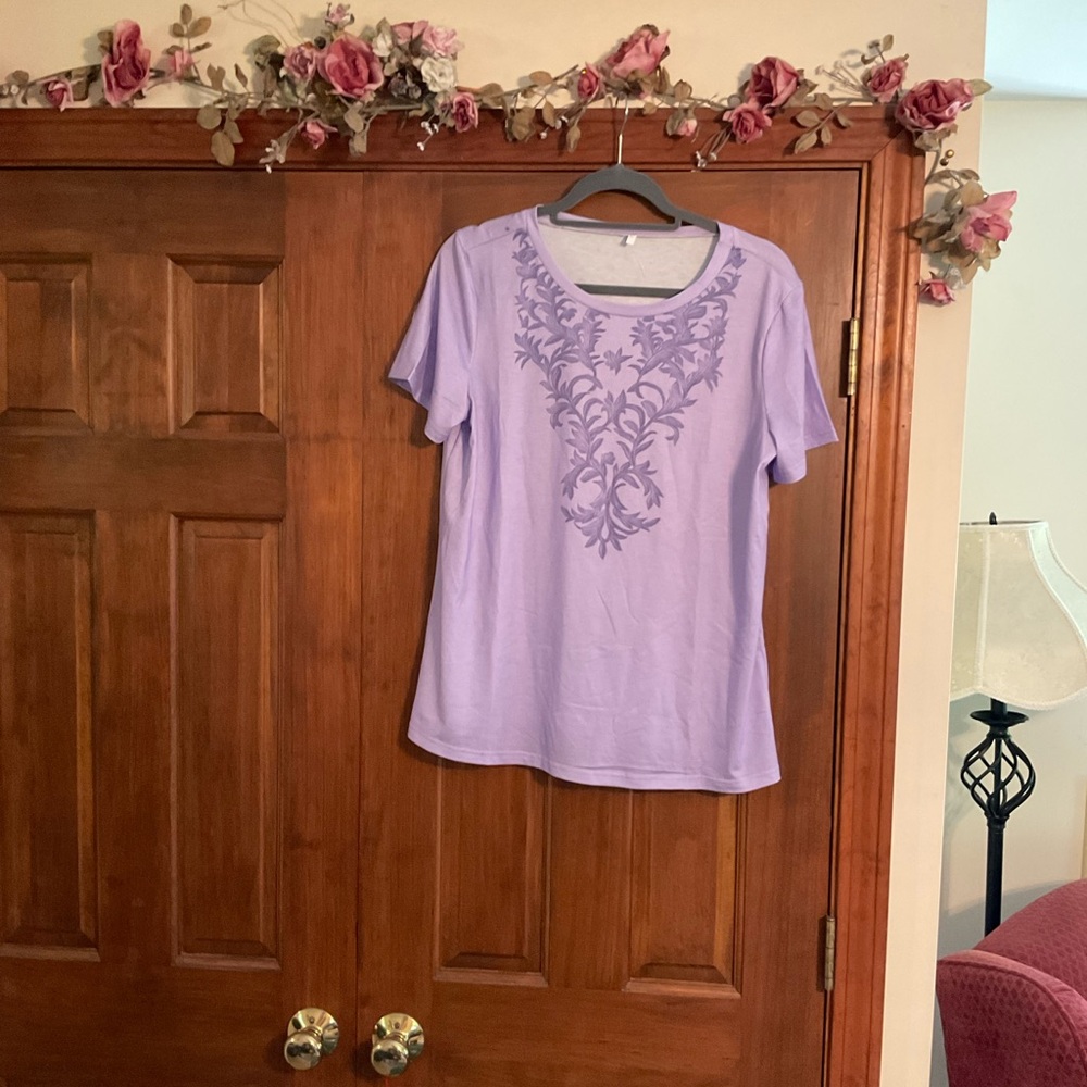 Lavender Embroidered look Women's Top